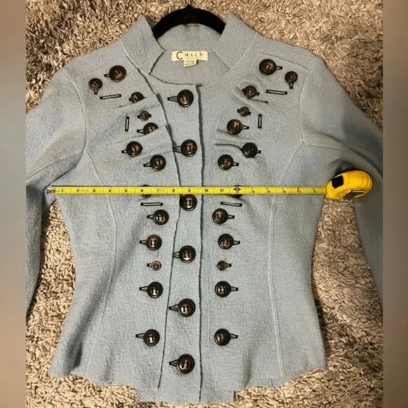 Anthropologie blue buttons bolted wool jacket - Picture 11 of 12